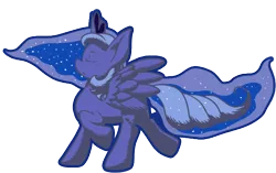 Size: 576x361 | Tagged: artist:thepiplup, derpibooru import, eyes closed, princess luna, safe, simple background, solo