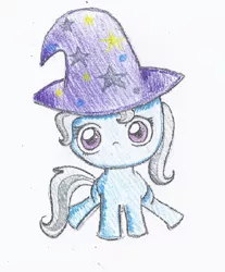 Size: 395x478 | Tagged: safe, artist:defiantart101, derpibooru import, trixie, pony, unicorn, cute, female, filly, mare, solo, traditional art, younger