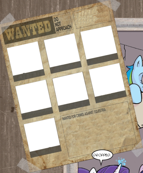 Size: 559x675 | Tagged: safe, artist:katiecandraw, derpibooru import, rainbow dash, rarity, exploitable, template, wanted poster, wanted poster meme