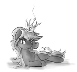 Size: 1021x957 | Tagged: safe, artist:krucification, derpibooru import, oc, unofficial characters only, earth pony, pony, bedroom eyes, cigarette, crown, monochrome, smoking, solo