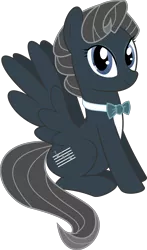 Size: 3000x5089 | Tagged: safe, artist:ruinedomega, derpibooru import, oc, oc:philharmonic, unofficial characters only, pegasus, pony, author:larathin, bowtie, ponyscape, sitting, solo, tumblr
