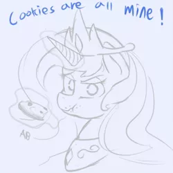 Size: 900x900 | Tagged: artist:ab, cookie, derpibooru import, eating, magic, princess celestia, safe, solo