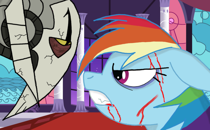 Size: 1153x716 | Tagged: semi-grimdark, artist:radecfrack, derpibooru import, rainbow dash, blood, crossover, general grievous, image, jpeg, star wars