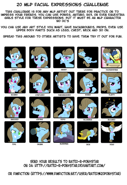 Size: 1172x1699 | Tagged: 20 mlp facial expressions challenge, angel, apple family member, art challenge, artist:punzil504, beauty brass, blossomforth, blushing, circling stars, derpibooru import, expressions, fiddlesticks, musical instrument, safe, simple background, sousaphone, vector, white background