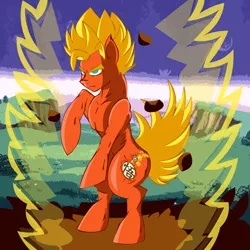 Size: 2500x2500 | Tagged: artist:big-mac-a-brony, derpibooru import, dragon ball z, goku, ponified, safe, solo, super saiyan