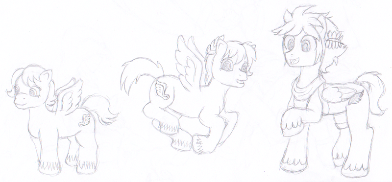 Size: 1504x699 | Tagged: safe, artist:voltrathelively, derpibooru import, ponified, pegasus, pony, colt, g1, g4, kid icarus, kid icarus: of myth and monsters, kid icarus: uprising, monochrome, pit (kid icarus), style emulation, unshorn fetlocks