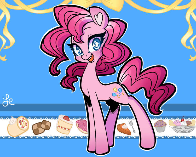 Size: 3000x2400 | Tagged: artist:lolopan, derpibooru import, food, happy, looking at you, pinkie pie, safe, solo, sweets