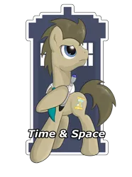 Size: 2600x3500 | Tagged: artist:thebrokencog, doctor who, doctor whooves, logo, necktie, safe, solo, sonic screwdriver, tardis, time turner