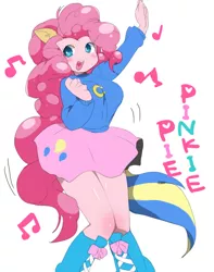 Size: 600x761 | Tagged: safe, derpibooru import, pinkie pie, equestria girls, blushing, boots, clothes, cute, diapinkes, moe, skirt, solo, sweater, wondercolts