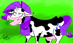 Size: 854x512 | Tagged: artist:seika, bovine, cow, cowified, derpibooru import, mlpg.co, mlpgdraws, raricow, rarity, safe, solo, species swap, udder