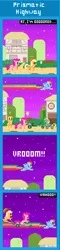 Size: 440x1820 | Tagged: applejack, artist:zztfox, comic, derpibooru import, kart, mario kart, oc, oc:wheely bopper, original species, pinkie pie, rainbow dash, rainbow road, safe, wheelpone