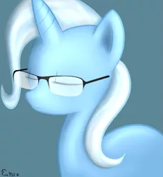 Size: 1395x1509 | Tagged: safe, artist:scouthiro, derpibooru import, trixie, pony, unicorn, commission, eyes closed, female, glasses, mare, solo, wip
