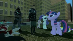 Size: 1920x1080 | Tagged: 3d, barney calhoun, combine, derpibooru import, gmod, grimdark, half-life, rarity, spike, twilight sparkle