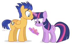 Size: 840x520 | Tagged: safe, artist:dm29, derpibooru import, flash sentry, twilight sparkle, twilight sparkle (alicorn), alicorn, pony, book, female, flashlight, levitation, magic, male, mare, paint, present, shipping, simple background, smiling, straight, transparent background, tumblr