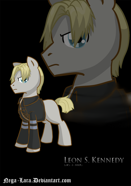 Size: 707x1000 | Tagged: artist:nega-lara, derpibooru import, leon s. kennedy, ponified, resident evil, safe, solo, zoom layer