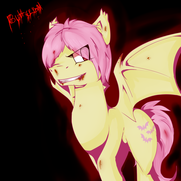 Size: 2000x2000 | Tagged: artist:ana-vanexitax, batterscotch, blood, butterscotch, derpibooru import, flutterbat, fluttershy, grimdark, rule 63, solo