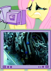 Size: 560x774 | Tagged: death, derpibooru import, exploitable meme, fail, fluttercry, fluttershy, galvatron, meme, obligatory pony, safe, spoiler, transformers, transformers age of extinction, tv meme