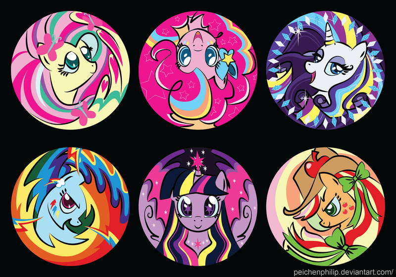 Size: 1024x717 | Tagged: safe, artist:peichenphilip, derpibooru import, applejack, fluttershy, pinkie pie, rainbow dash, rarity, twilight sparkle, twilight sparkle (alicorn), alicorn, pony, female, mane six, mare, rainbow power