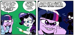 Size: 1280x609 | Tagged: suggestive, artist:catfood-mcfly, derpibooru import, rarity, twilight sparkle, equestria girls, 2 panel comic, breasts, comic, dat face, incestria girls, tumblr comic