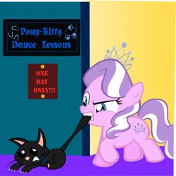 Size: 1014x1013 | Tagged: animal abuse, artist:magerblutooth, cat, derpibooru import, diamond tiara, oc, oc:dazzle, safe, tail bite