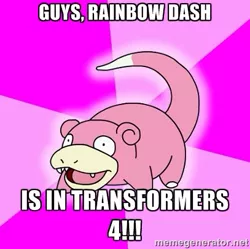 Size: 407x405 | Tagged: assault rifle, exploitable meme, gun, gunified, image macro, meme, rainbow dash, rainbow dash turning into an assault rifle, rifle, safe, slowpoke, slowpoke (pokémon), transformers, transformers age of extinction, weapon