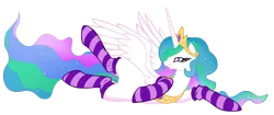 Size: 4765x2000 | Tagged: artist:illuminatiums, clothes, derpibooru import, princess celestia, show accurate, show accurate porn, simple background, socks, solo, striped socks, suggestive, transparent background, vector