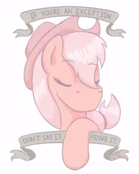 Size: 500x625 | Tagged: applejack, eyes closed, feminism, feminist ponies, mouthpiece, old banner, safe, solo, subversive kawaii