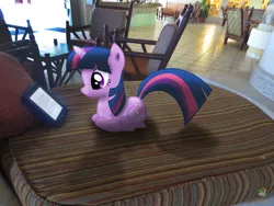 Size: 4608x3456 | Tagged: artist:ojhat, artist:theflutterknight, chair, cute, derpibooru import, irl, kindle, photo, pillow, ponies in real life, safe, shadow, solo, table, twilight sparkle, vector