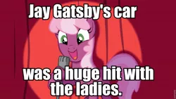 Size: 960x540 | Tagged: cheerilee, cheerilee pun, derpibooru import, exploitable meme, gatsbymobile, image macro, jay gatsby, meme, pun, safe, solo, the great gatsby