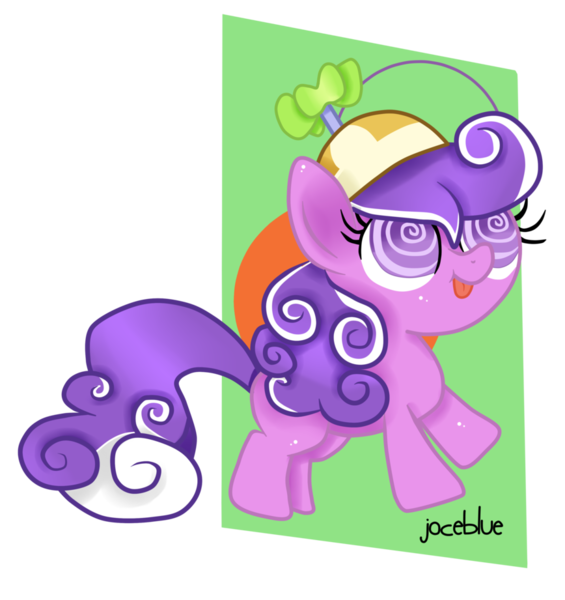 Size: 868x921 | Tagged: safe, artist:joceblue, derpibooru import, screwball, filly, hat, propeller hat, solo, swirly eyes, younger