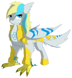 Size: 1024x1118 | Tagged: armor, artist:mdsk-rb, derpibooru import, hippogriff, oc, oc:cirrus sky, safe, solo, talons, unofficial characters only