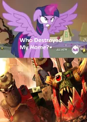 Size: 422x592 | Tagged: safe, derpibooru import, twilight sparkle, twilight sparkle (alicorn), alicorn, ork, pony, exploitable meme, female, glowing horn, horn, magic, mare, meme, twilight is not amused, unamused, warboss gorgutz, warhammer (game), warhammer 40k, who destroyed twilight's home