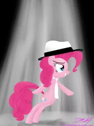 Size: 1800x2400 | Tagged: safe, artist:mikoruthehedgehog, derpibooru import, pinkie pie, pony, bipedal, hat, michael jackson, smooth criminal, solo