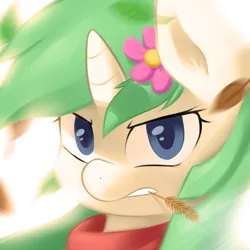 Size: 1240x1240 | Tagged: safe, artist:marble-soda, derpibooru import, oc, oc:minty, unofficial characters only, pony, unicorn, angry, backlighting, badass, bust, close-up, motion blur, portrait, solo