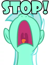 Size: 500x660 | Tagged: artist:sintakhra, derpibooru import, lyra heartstrings, lyra is not amused, nose in the air, reaction image, safe, solo, stahp, stop, uvula