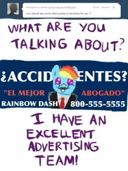 Size: 500x667 | Tagged: advertisement, ask, derpibooru import, facial hair, mousdash, moustache, rainbow dash, rainbowdashtellsitlikeitis, safe, spanish, tumblr