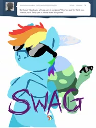 Size: 768x1024 | Tagged: ask, derpibooru import, rainbow dash, rainbowdashtellsitlikeitis, safe, sunglasses, swag, tank, tumblr