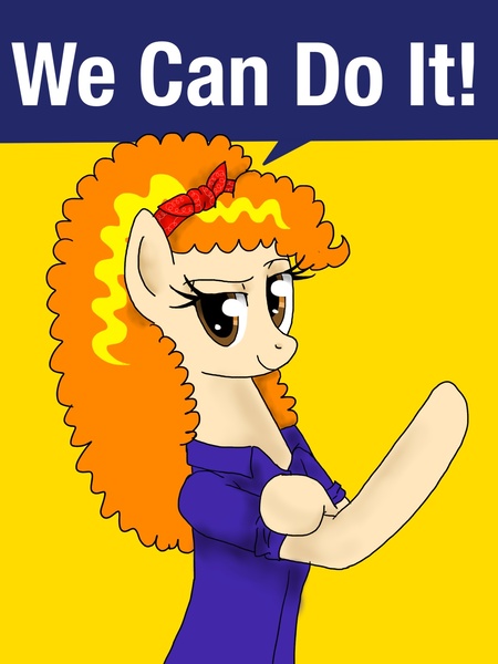 Size: 1536x2048 | Tagged: safe, artist:denigirl, derpibooru import, ponified, earth pony, pony, american propaganda, parody, rosie the riveter, solo