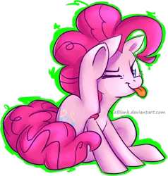 Size: 800x841 | Tagged: dead source, safe, artist:paleblank, derpibooru import, pinkie pie, :p, behaving like a dog, cute, diapinkes, ear scratch, flexible, one eye closed, puppy pie, scratching, solo, tongue out, underhoof, wink