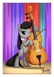 Size: 955x1351 | Tagged: safe, artist:mysticalpha, derpibooru import, octavia melody, pony, bipedal, cello, looking at you, musical instrument, solo