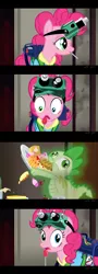 Size: 900x2500 | Tagged: safe, artist:scruffytoto, derpibooru import, pinkie pie, spike, dragon, earth pony, ghost, pony, comic, crossover, derp, ghost dragon, ghostbusters, heterochromia, lollipop, slimer