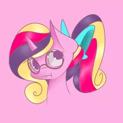 Size: 1280x1280 | Tagged: artist:kazookitten, derpibooru import, glasses, high school cadance, portrait, princess cadance, safe, simple background, solo