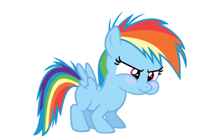 Size: 900x600 | Tagged: safe, artist:s.guri, derpibooru import, rainbow dash, for whom the sweetie belle toils, blushing, cute, dashabetes, filly, filly rainbow dash, frown, glare, nose wrinkle, puffy cheeks, scrunchy face, simple background, solo, spread wings, transparent background, vector, younger