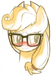 Size: 720x1019 | Tagged: adorkable, applejack, artist:nolycs, blushing, cute, derpibooru import, dork, glasses, jackabetes, safe, solo