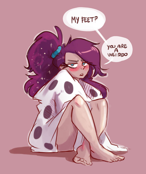 Size: 500x595 | Tagged: artist:herny, barefoot, blanket, blushing, covered, derpibooru import, feet, female, foot fetish, human, humanized, looking at you, luna-afterdark, ponytail, princess luna, scrunchie, sitting, solo, solo female, suggestive
