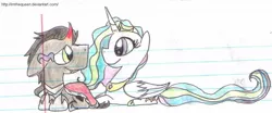 Size: 1040x432 | Tagged: safe, artist:imthequeen, derpibooru import, king sombra, princess celestia, celestibra, female, image, jpeg, lined paper, male, shipping, sombra's cutie mark, straight, traditional art