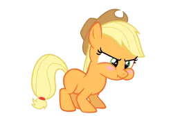 Size: 900x600 | Tagged: applejack, artist:s.guri, blushing, cute, derpibooru import, filly, for whom the sweetie belle toils, frown, jackabetes, puffy cheeks, safe, scrunchy face, simple background, solo, transparent background, vector, younger