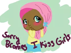 Size: 800x600 | Tagged: artist:ganon-doof, contradiction, dark skin, female, feminism, fluttershy, hijab, human, humanized, islam, islamashy, lesbian, mouthpiece, safe, social justice, solo, subversive kawaii