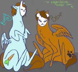 Size: 671x622 | Tagged: safe, artist:bunnycat, derpibooru import, oc, oc:bear, oc:bunny, unofficial characters only, bear, pegasus, pony, rabbit, creepy, female, male, masks, strange, surreal, weird