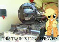 Size: 6275x4524 | Tagged: absurd resolution, applejack, approved, blackpool, camera, derpibooru import, lms princess royal, railroad, safe, smiling, solo, steam train, train